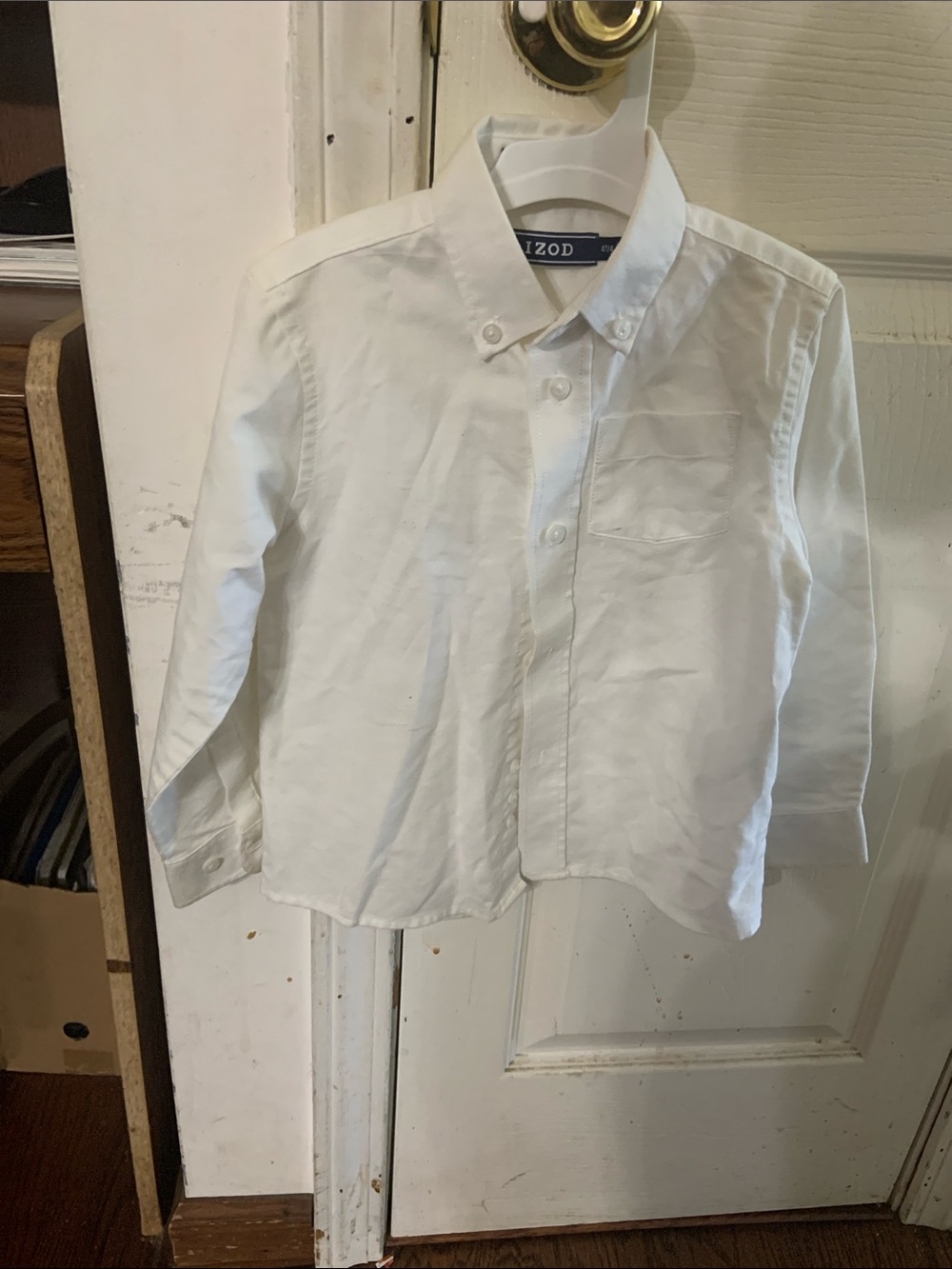 Izod Boys' White Button-Down Shirt with Chest Pocket